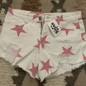 Pink Star Jean Shorts